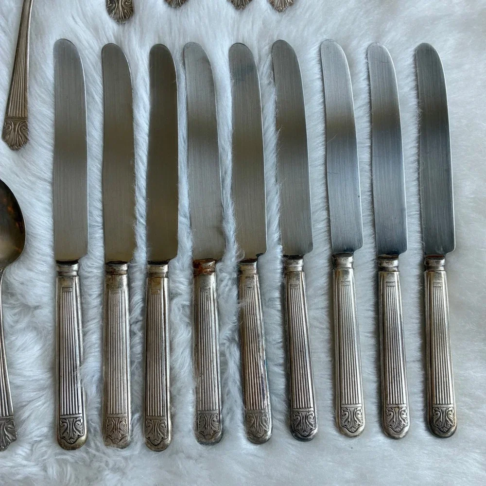 Vintage Lady Esther Queen Esther Silverplate Flatware 36pc Set 1935 Art Deco